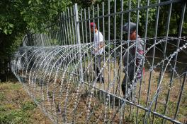 Монтаж спирального заграждения Егоза Аллигатор рядом с забором