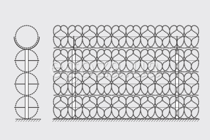 Чертеж забора из спирального барьера Егоза