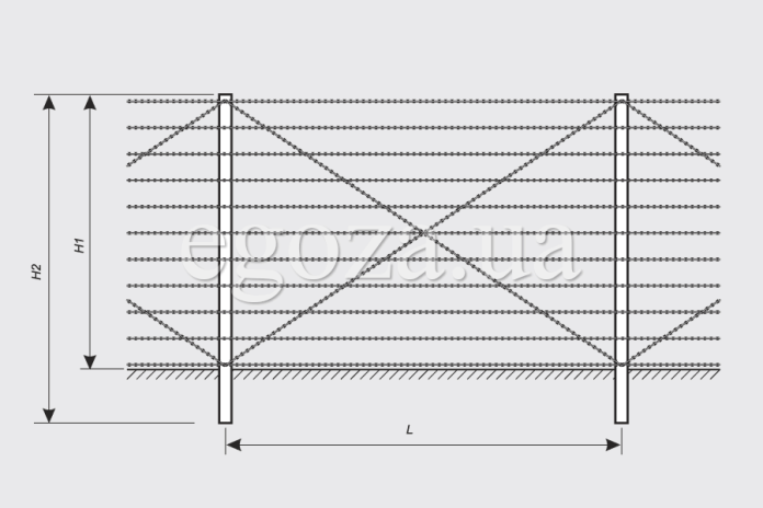 Чертеж забора из колючей проволоки Егоза