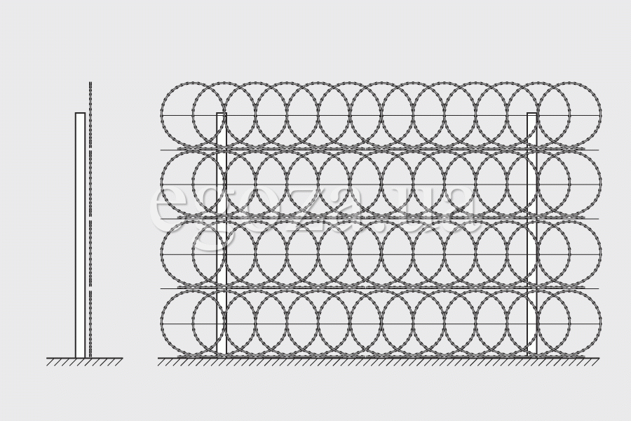 Drawing of the fence from Egoza flat barrier