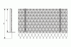 Drawing of the fence with the installed razor mesh against undermining