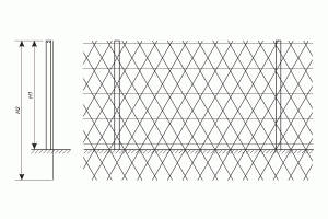 Drawing fence of barbed mesh with protection against digging