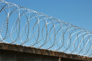 Спиральный барьер безопасности Егоза Кайман на бетонном заборе